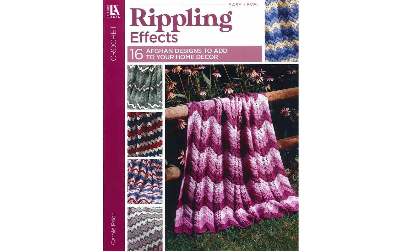 Leisure Arts Rippling Effects crochet pattern book- crochet book includes  16 Ripple Afghan patterns, crochet books perfect for beginners and relaxing  for the experienced.